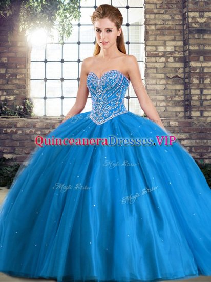 Discount Baby Blue Sleeveless Beading Lace Up Quinceanera Dresses - Click Image to Close