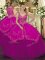 Free and Easy Fuchsia Sleeveless Floor Length Beading and Embroidery Zipper Sweet 16 Quinceanera Dress