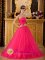 Custom Made Hot Pink A-line Strapless Quinceanera Dress With Beading Tulle Skirt In Bello Colombia
