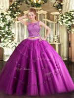 Vintage Sleeveless Lace Up Floor Length Beading and Appliques Quinceanera Dresses