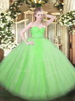 Unique Tulle Sweetheart Sleeveless Zipper Beading and Lace Quinceanera Dress in