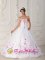 Caernarfon Gwynedd Sweetheart Strapless Satin and Organza With Embroidery Cute White Quinceanera Dress Ball Gown