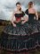 With Train Black Quinceanera Gown One Shoulder Sleeveless Sweep Train Lace Up