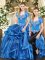 Noble Two Pieces Quinceanera Gown Blue Sweetheart Organza Sleeveless Floor Length Lace Up
