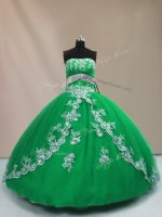 Exquisite Strapless Sleeveless Lace Up Quinceanera Dresses Green Tulle(SKU PSSW0962-3BIZ)