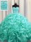 Beading and Pick Ups Quinceanera Gowns Aqua Blue Lace Up Sleeveless With Train Court Train