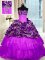 Pretty Printed Ruffled Ball Gowns Sleeveless Purple Quinceanera Gowns Sweep Train Lace Up