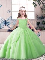 New Arrival Sleeveless Lace Up Floor Length Beading Kids Formal Wear
