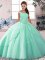 Ball Gowns Sleeveless Apple Green Ball Gown Prom Dress Brush Train Lace Up