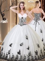 Cute Sweetheart Sleeveless Tulle 15 Quinceanera Dress Appliques Lace Up