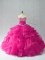 New Arrival Floor Length Ball Gowns Sleeveless Fuchsia Quinceanera Gown Lace Up
