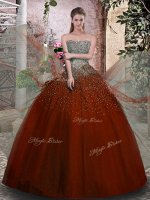 Tulle Sleeveless Floor Length Quinceanera Dress and Beading