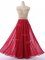 Stunning Red Empire Beading Dama Dress Zipper Chiffon Sleeveless Floor Length