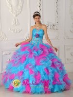 Wilton Connecticut/CT Strapless Multi-color Appliques Decorate Quinceanera Dress With ruffles