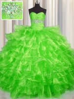 Clearance Organza Lace Up Custom Made Sleeveless Floor Length Beading and Ruffled Layers(SKU PSSW0584-7BIZ)