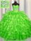 Clearance Organza Lace Up Custom Made Sleeveless Floor Length Beading and Ruffled Layers