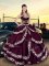 Purple Quince Ball Gowns Sweet 16 and Quinceanera with Embroidery and Ruffled Layers Sweetheart Sleeveless Lace Up