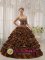 Modest Brown Quinceanera Dress In Daniels West virginia/WV Sweetheart Taffeta and Zebra or Leopard Ruffles Ball Gown