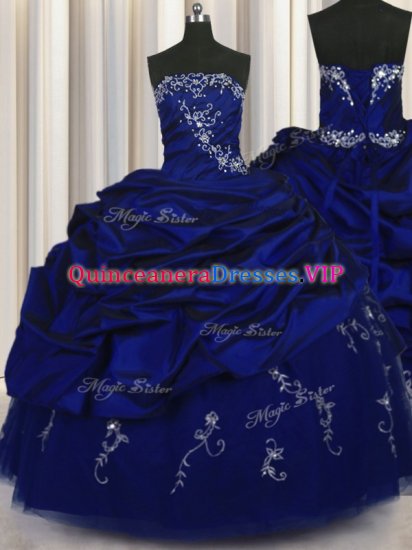 Low Price Beading and Embroidery and Pick Ups Sweet 16 Dresses Royal Blue Lace Up Sleeveless Floor Length - Click Image to Close