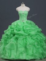 Spectacular Ball Gowns Organza Sweetheart Sleeveless Beading and Ruffles and Pick Ups Floor Length Lace Up Quinceanera Gowns(SKU SWQD201-3BIZ)