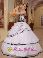 Salmon Idaho/ID Exquisite Customize White Appliques Decorate Bust Strapless Sweet 16 Dress With Organza In South Carolina