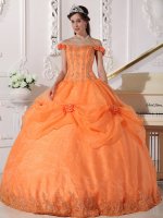 Chic Orange Stylish Quinceanera Dress With Off The Shoulder In California Manchester Iowa/IA