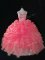 Baby Pink Ball Gowns Straps Sleeveless Organza Zipper Beading and Ruffles and Pick Ups 15th Birthday Dress