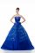 Stunning Royal Blue Ball Gowns Organza V-neck Sleeveless Embroidery and Ruffled Layers Floor Length Lace Up Quinceanera Gowns