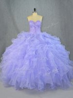 Ball Gowns Sweet 16 Dresses Lavender Sweetheart Organza Sleeveless Floor Length Lace Up