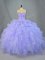 Ball Gowns Sweet 16 Dresses Lavender Sweetheart Organza Sleeveless Floor Length Lace Up