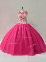 Fantastic Hot Pink Lace Up Sweet 16 Dress Appliques Sleeveless Floor Length(SKU PSSW0809-2BIZ)