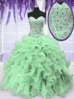 Hot Selling Apple Green Sweetheart Neckline Beading and Ruffles 15 Quinceanera Dress Sleeveless Lace Up(SKU PSSW059-13BIZ)