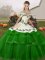 Ideal Embroidery and Ruffled Layers Sweet 16 Dress Green Lace Up Sleeveless Brush Train