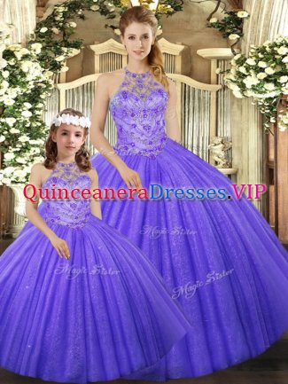 Amazing Floor Length Ball Gowns Sleeveless Lavender Quinceanera Dress Lace Up