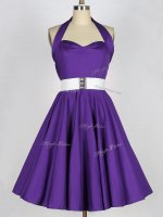 Knee Length Purple Court Dresses for Sweet 16 Taffeta Sleeveless Ruching(SKU SWBD132-7BIZ)