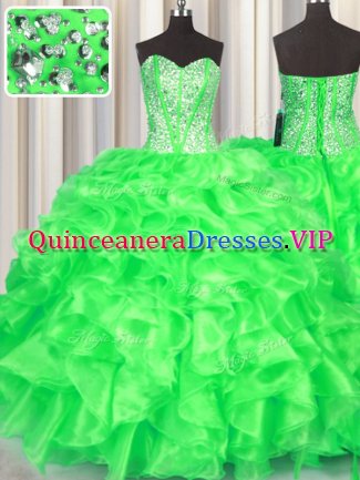 Super Sleeveless Beading and Ruffles Lace Up Quinceanera Gowns
