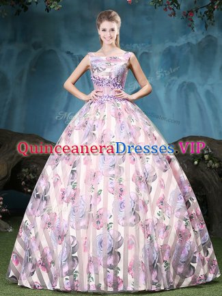 Multi-color Straps Lace Up Appliques and Pattern Quinceanera Gowns Sleeveless