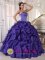 Tegucigalpa Honduras Strapless Beaded Bodice Low Price Purple Satin and Organza Floor length Quinceanera Dress with ruffles