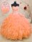 Glamorous Floor Length Ball Gowns Sleeveless Orange Ball Gown Prom Dress Lace Up