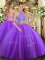 Popular Lavender Sleeveless Tulle Criss Cross Quinceanera Dresses for Military Ball and Sweet 16 and Quinceanera