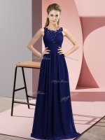 Navy Blue Sleeveless Chiffon Zipper Court Dresses for Sweet 16 for Wedding Party(SKU BMT0369-4BIZ)