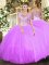 Most Popular Ball Gowns 15 Quinceanera Dress Lilac Scoop Tulle Sleeveless Floor Length Clasp Handle