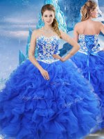 High Quality Organza Sleeveless Floor Length Quinceanera Gown and Beading and Ruffles