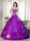 Rockwall Texas/TX Fashionable Purple Strapless Taffeta Appliques Decorate Quinceanera Dress