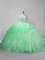 Comfortable Straps Sleeveless Quinceanera Dresses Beading and Pick Ups Apple Green Organza