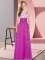 Fabulous Fuchsia Chiffon Backless Scoop Sleeveless Floor Length Vestidos de Damas Appliques