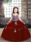 Ball Gowns Kids Pageant Dress Red Straps Tulle Sleeveless Floor Length Lace Up