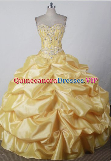 Clearance Sweet Ball Gown Sweetheart Floor-length Yellow Quincenera Dresses TD26005 - Click Image to Close