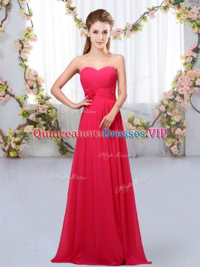 High Class Hot Pink Lace Up Quinceanera Dama Dress Hand Made Flower Sleeveless Floor Length - Click Image to Close