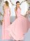 Flirting Baby Pink Damas Dress Wedding Party with Ruching One Shoulder Sleeveless Lace Up